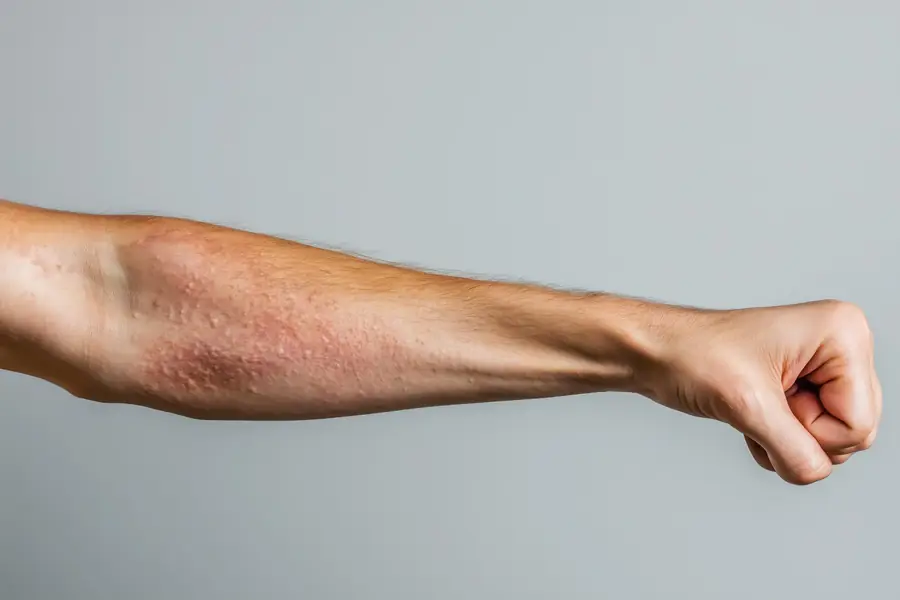 Atopik dermatitte elde kuruluk kızarıklık ve kaşıntı görünümü