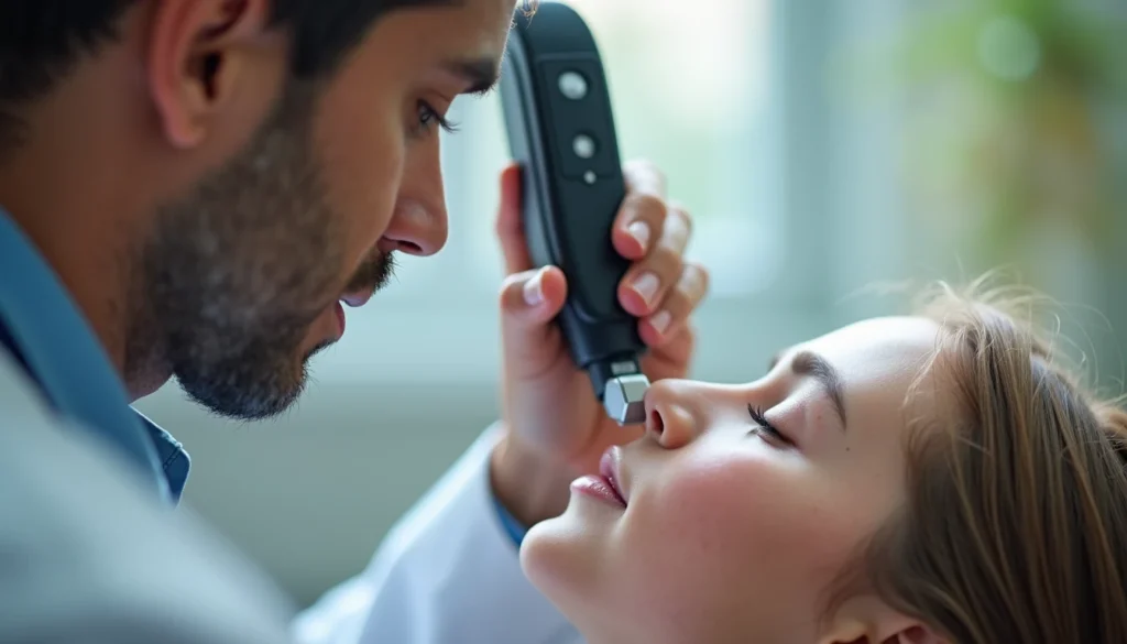 Cilt kanseri taraması sırasında dermatolog tarafından dermoskopik muayene
