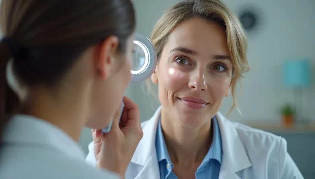 Milia nedir sorusu için dermatoloji kliniğinde küçük beyaz kabarcıkların değerlendirilmesi